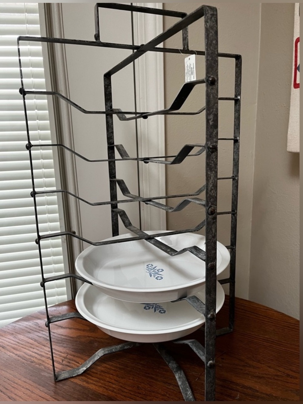 Galvanized foldable 6 tier pie plate holder
